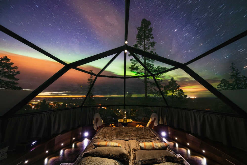 Levi-Levin Iglut-Igloo Interior-Autumn-Northern Lights