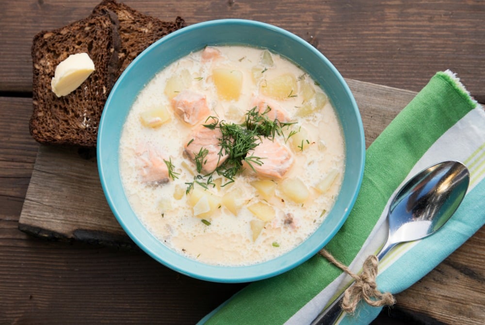 Fischsuppe im Restaurant Vihiluodon