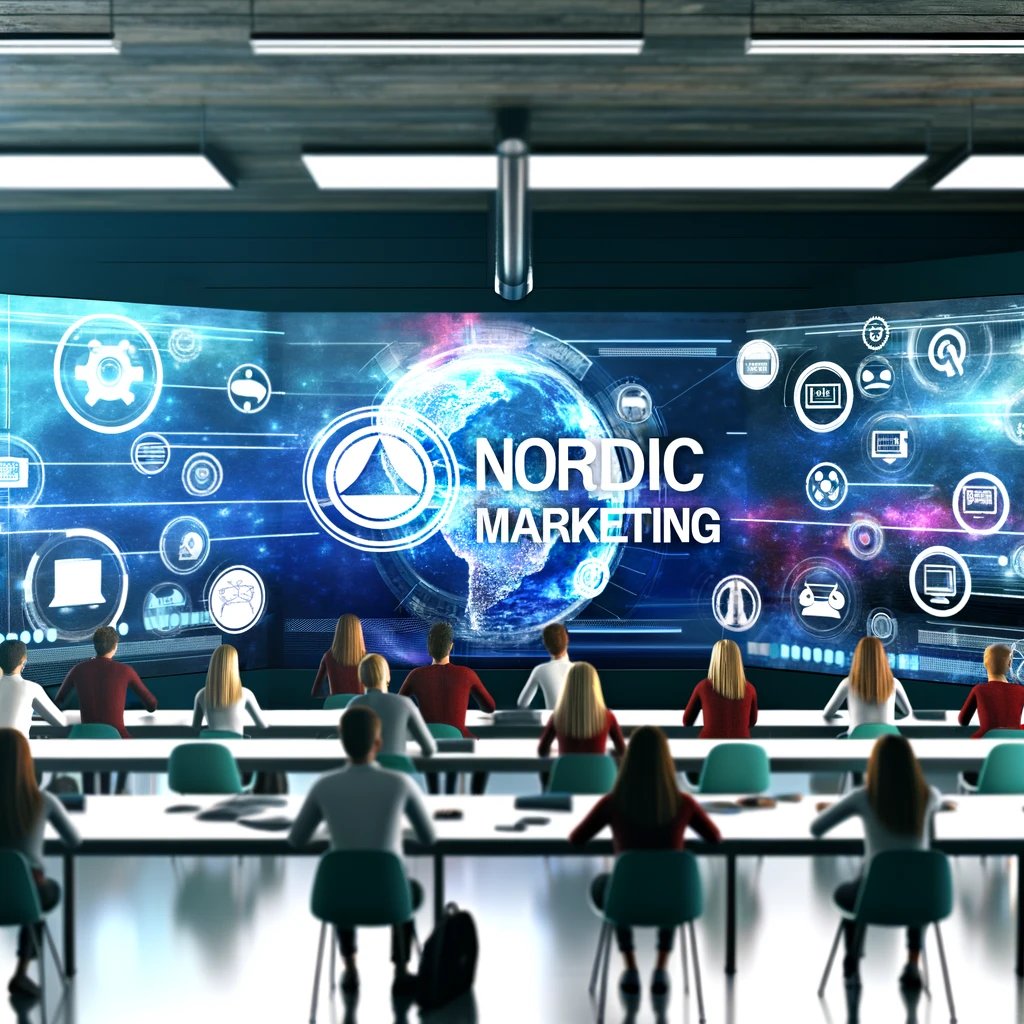 Teköälyn luoma futuristinen kuva opiskelusta. 