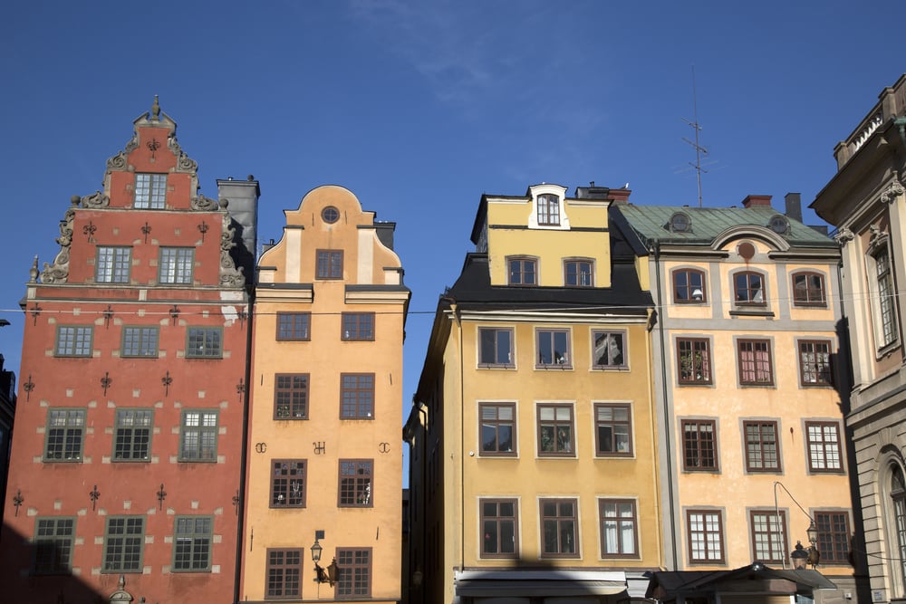 Colorful Building Facades, Stortorget Square, Gamla Stan - City Centre, Stockholm; Sweden-1