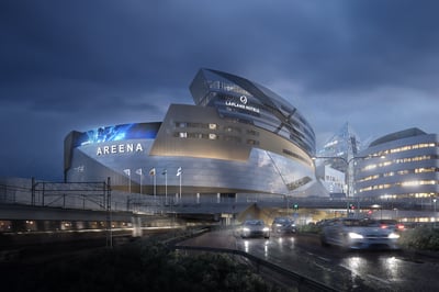 Nokia Arena by night. Image_ © SRV Credit TomorrowAB  Studio Libeskind Aihio Arkkitehdit 